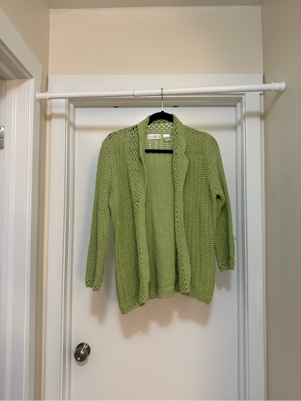 Preswick & Moore Soft Green Open-Knit Women's Cardigan